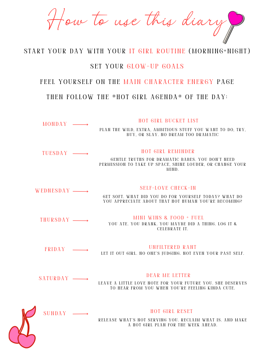 My Hot Girl Diary – 10 Week Guided Glow-Up Journal 🩶